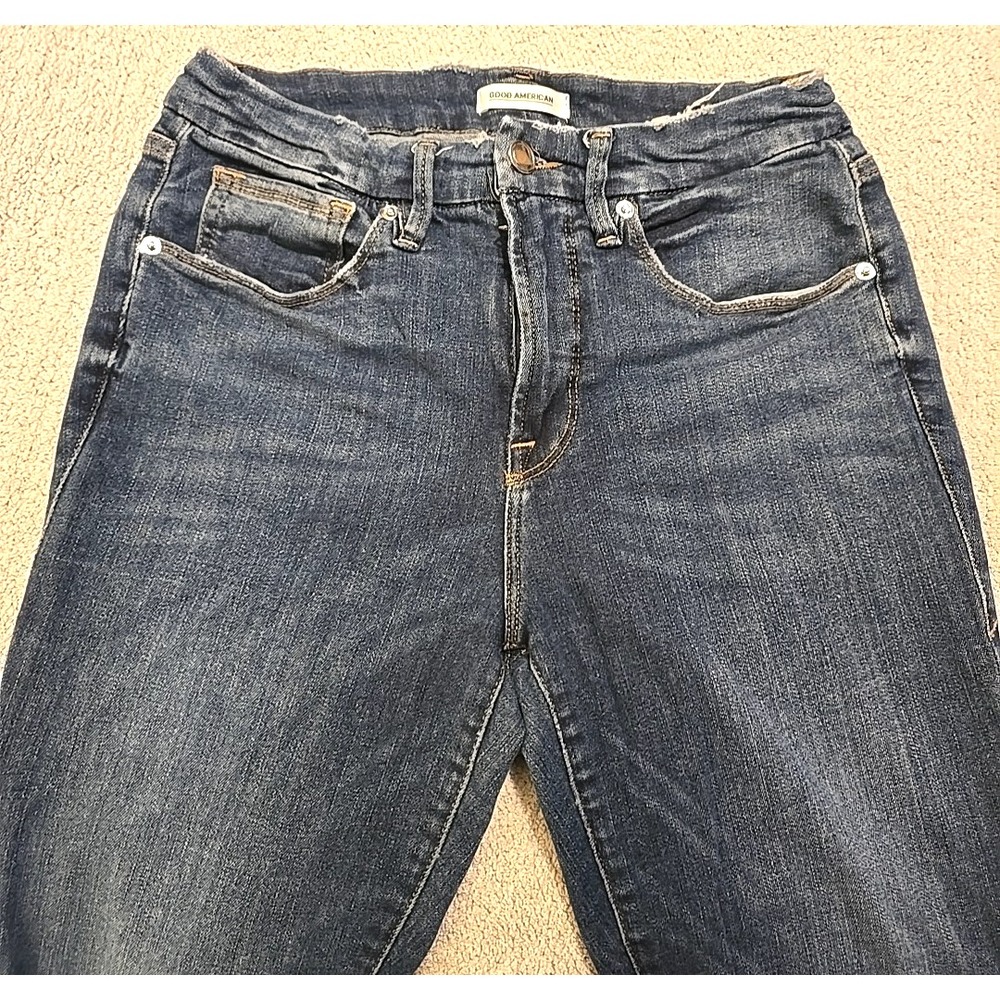 Good American Women's 4/27 Dark Wash Good Legs Stretch Denim Jeans - Picture 6 of 13
